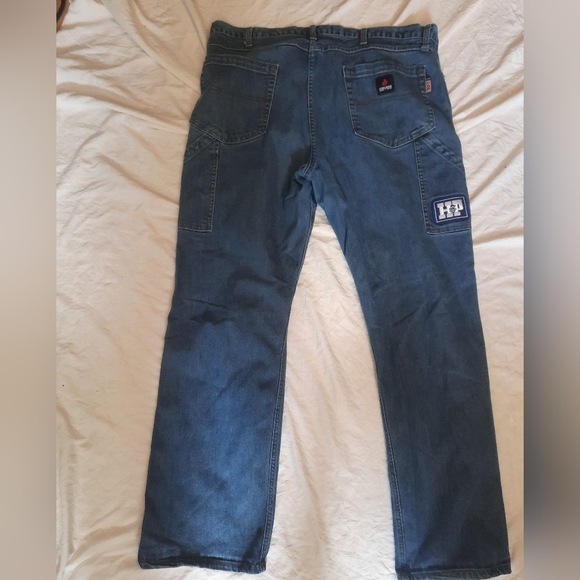 Crude FR Straight Leg Mens Jeans Cat 2 2112 Sz 42x34 Light Wash H&P Drilling - Picture 3 of 6